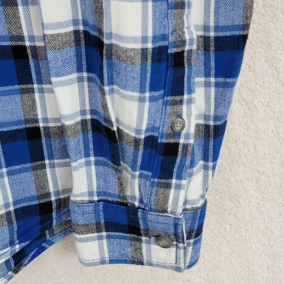 Eddie Bauer Blue/White Plaid Print Flex Brushed Flannel Button Down Shirt Sz XL - Picture 8 of 10